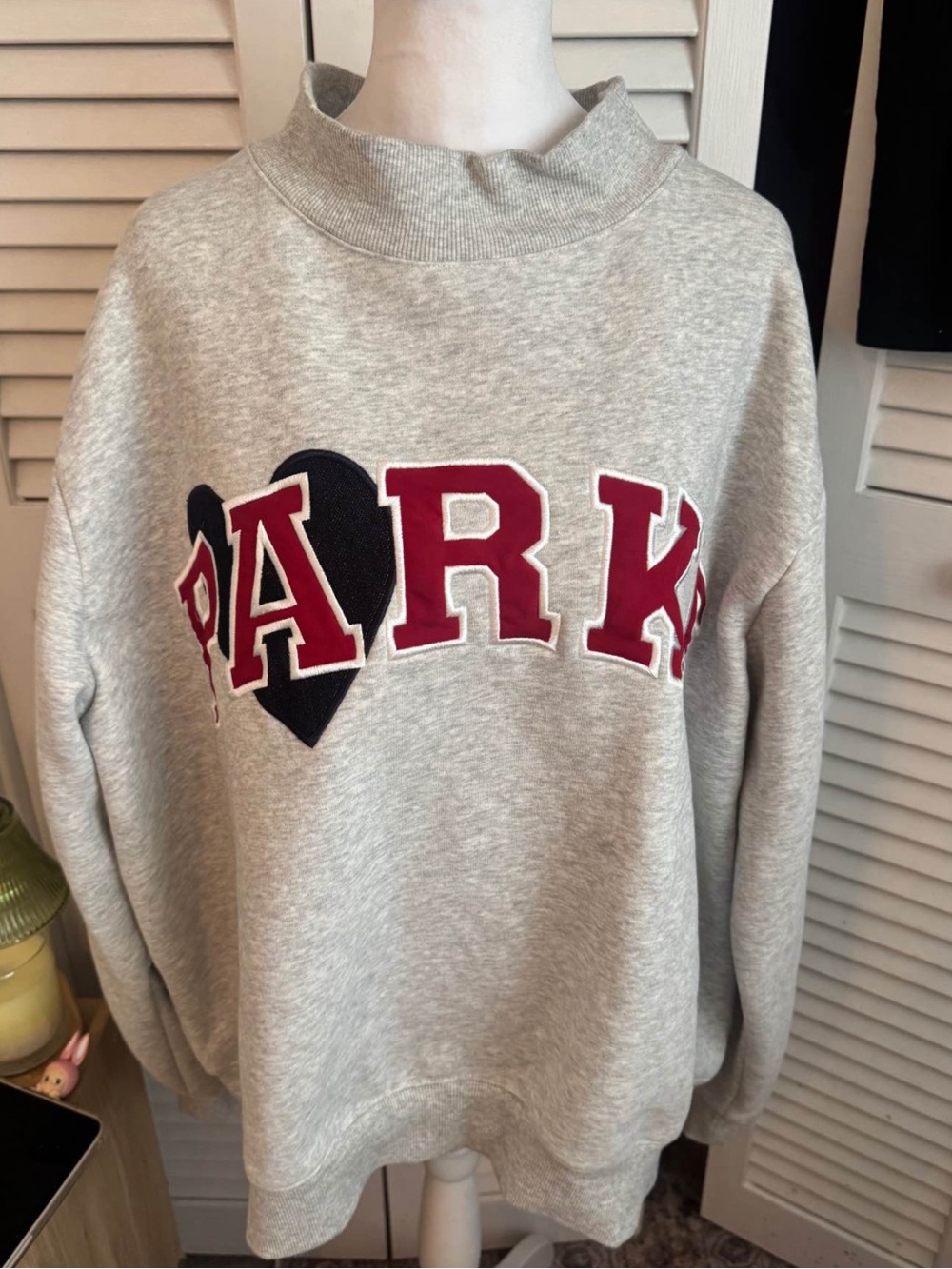 Parke heart mock Neck Women's Sweatshirt in Light Gray